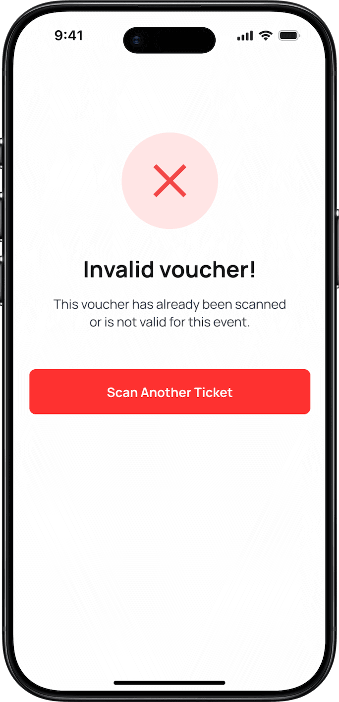 Vendor app rejecting a voucher that has already been scanned